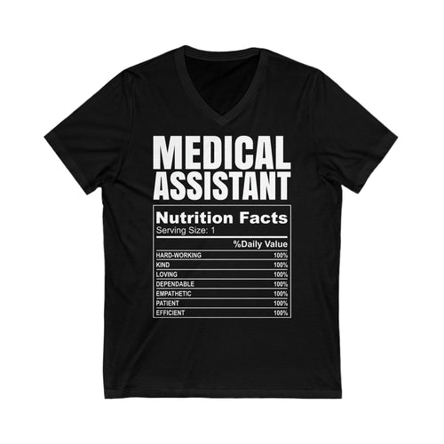 Medical Assistant Nutrition Facts Short Sleeve V-Neck Tee