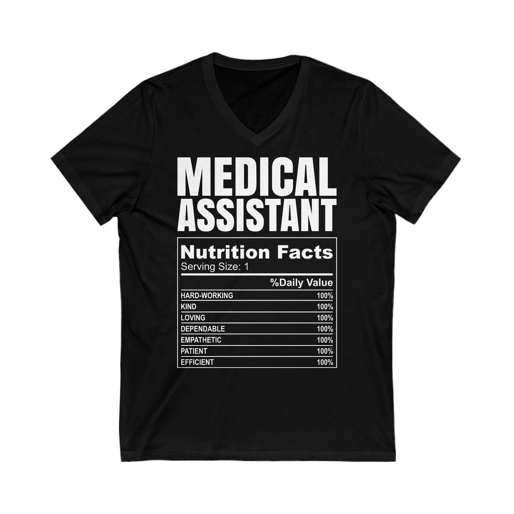 Medical Assistant Nutrition Facts Short Sleeve V-Neck Tee