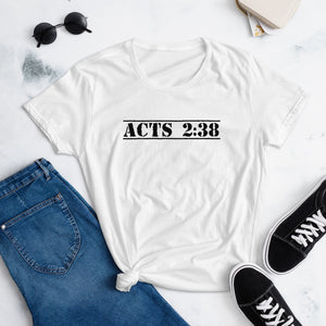 Acts 2:38 White Women's short sleeve t-shirt