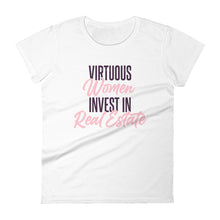 Load image into Gallery viewer, Virtuous Women Invest in Real Estate short sleeve t-shirt (Purple &amp; pink)