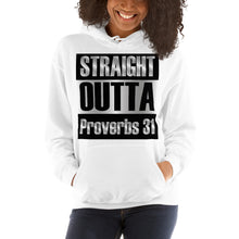 Load image into Gallery viewer, White &quot;Straight Outta Proverbs 31&quot; Hoodie