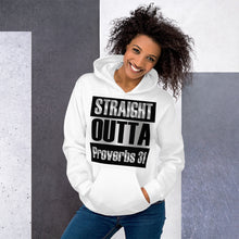 Load image into Gallery viewer, White &quot;Straight Outta Proverbs 31&quot; Hoodie