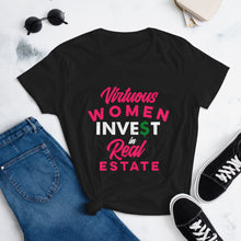 Load image into Gallery viewer, Virtuous Women Invest in Real Estate Women&#39;s short sleeve t-shirt